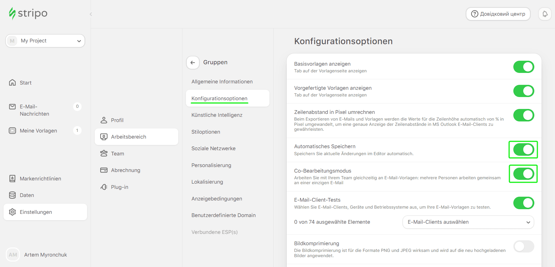 Konfigurationsoption für Autosave und Co-Edit Konfigurationsoption für Autosave und Co-Edit