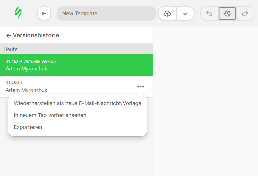 Alte Versionseinstellungen im Versionsverlauf Alte Versionseinstellungen im Versionsverlauf