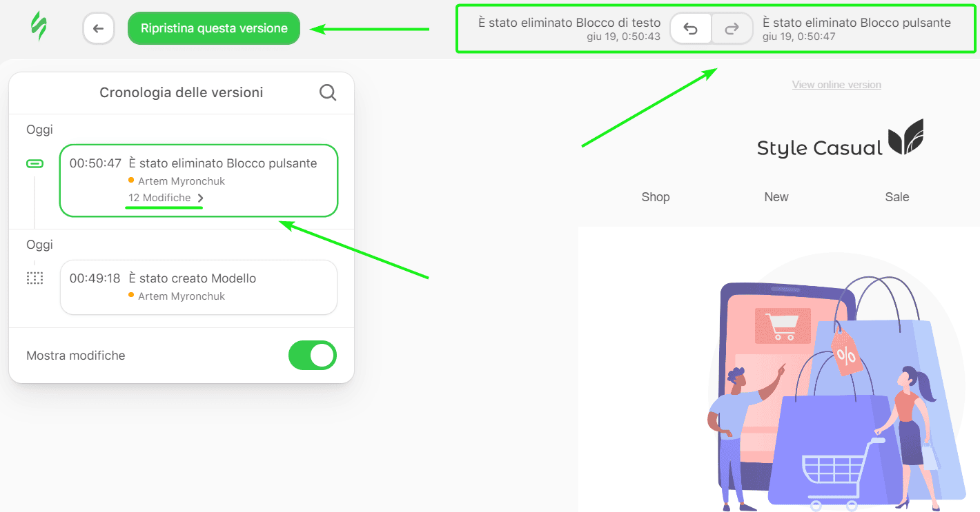 Navigazione nello Storico delle Versioni Navigazione nello Storico delle Versioni