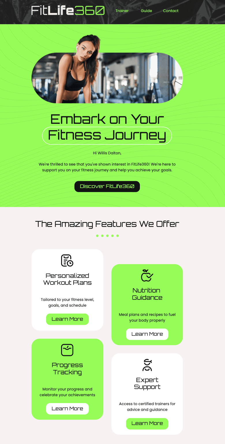 Email template considering customer behavior