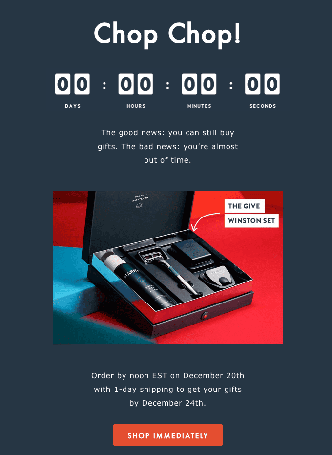 Esempio di come includere il timer e tuttavia specificare la data di fine della vendita Esempio di come includere il timer e tuttavia specificare la data di fine della vendita