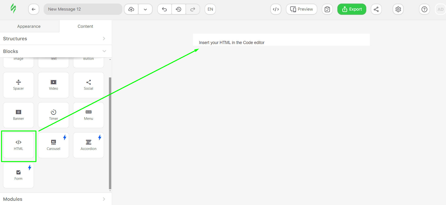Inserting HTML block Inserting HTML block