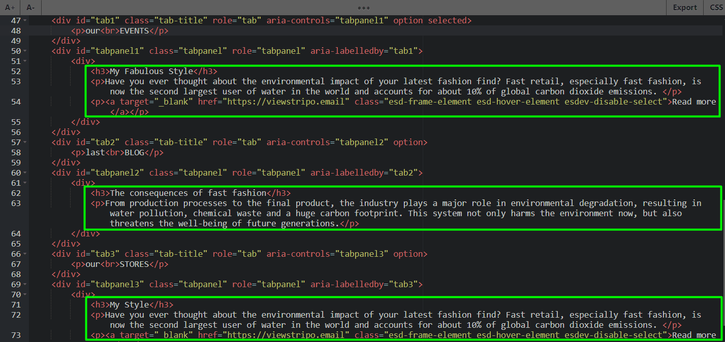 Where to edit content within tabs Where to edit content within tabs