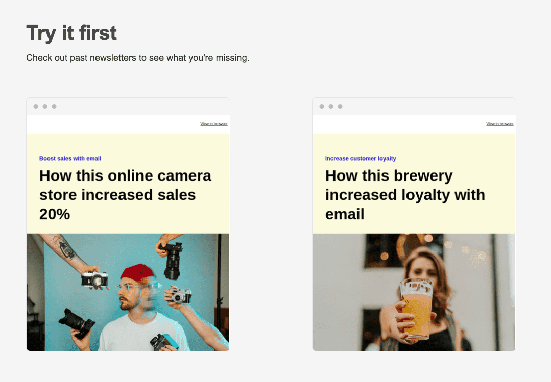 Add links to past newsletter samples Add links to past newsletter samples