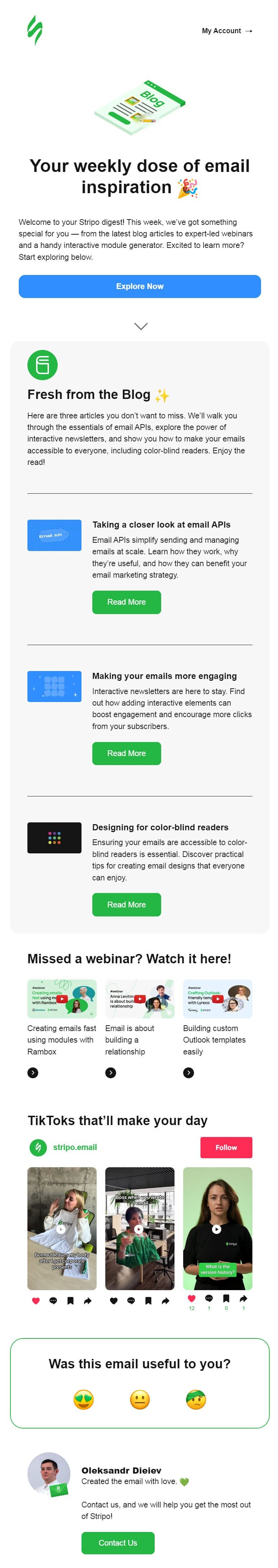 Example of a weekly digest email Example of a weekly digest email