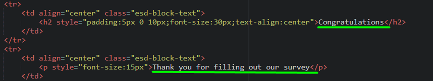 Changing submit screen messages