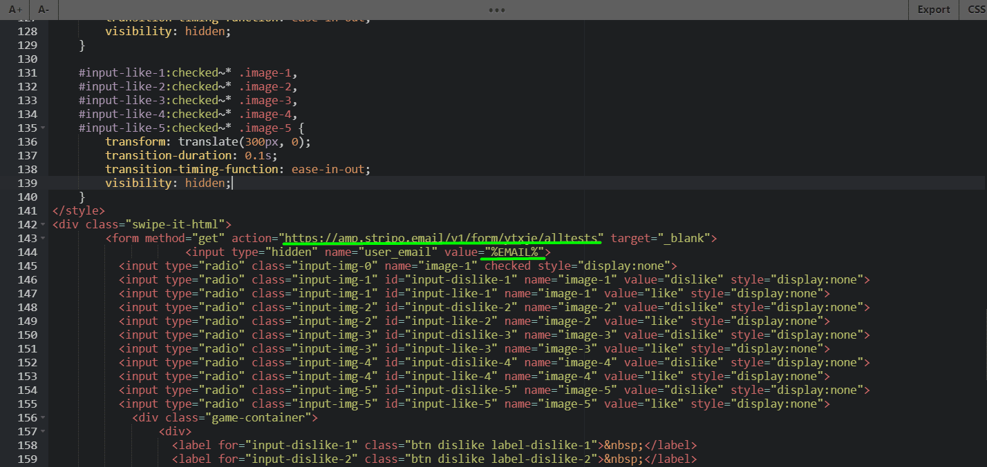 Place for Inserting your own values in interactive HTML version