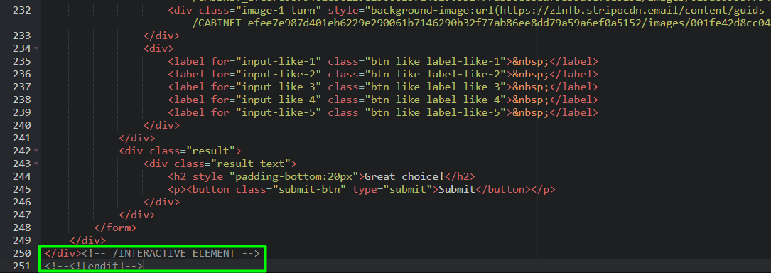 Ending code lines for the fallback version