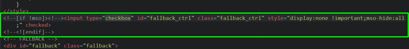 Fallback hiding code