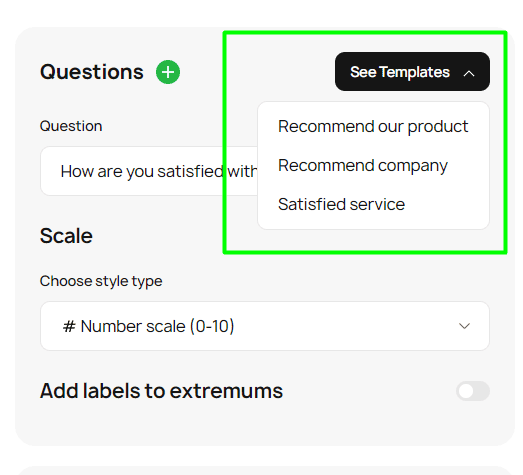 Choosing a pre-built NPS Survey template
