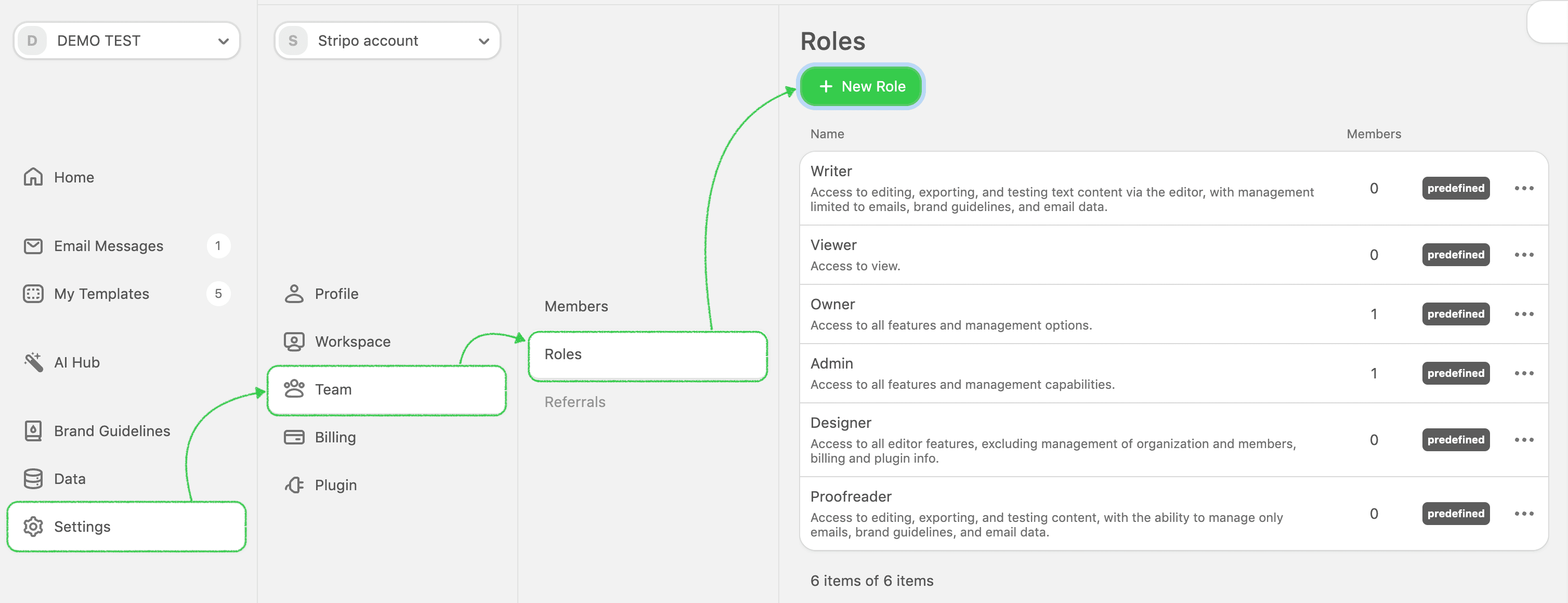 How to choose a role in the Stripo editor How to choose a role in the Stripo editor