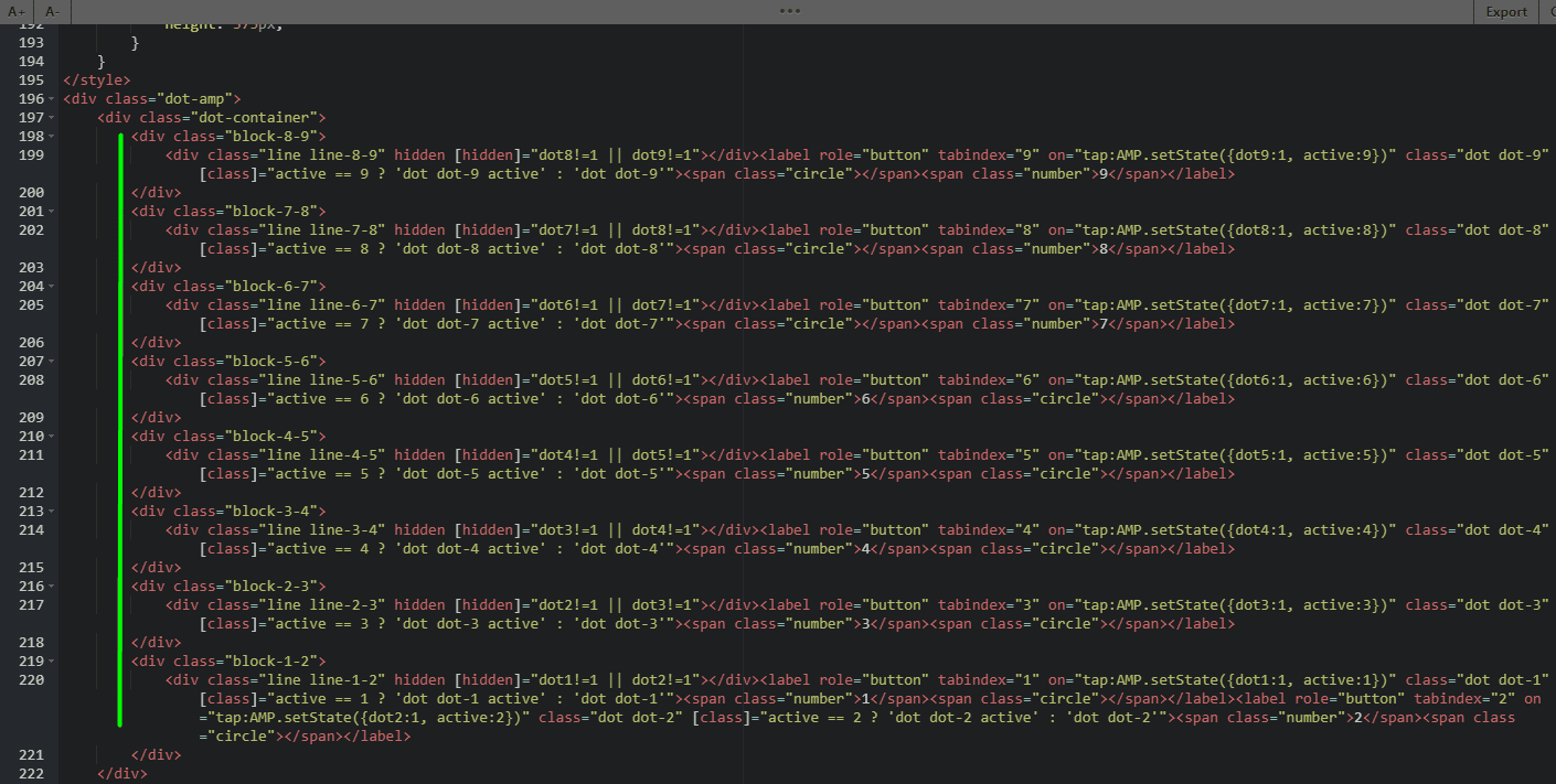 The code of all the dots in the game The code of all the dots in the game