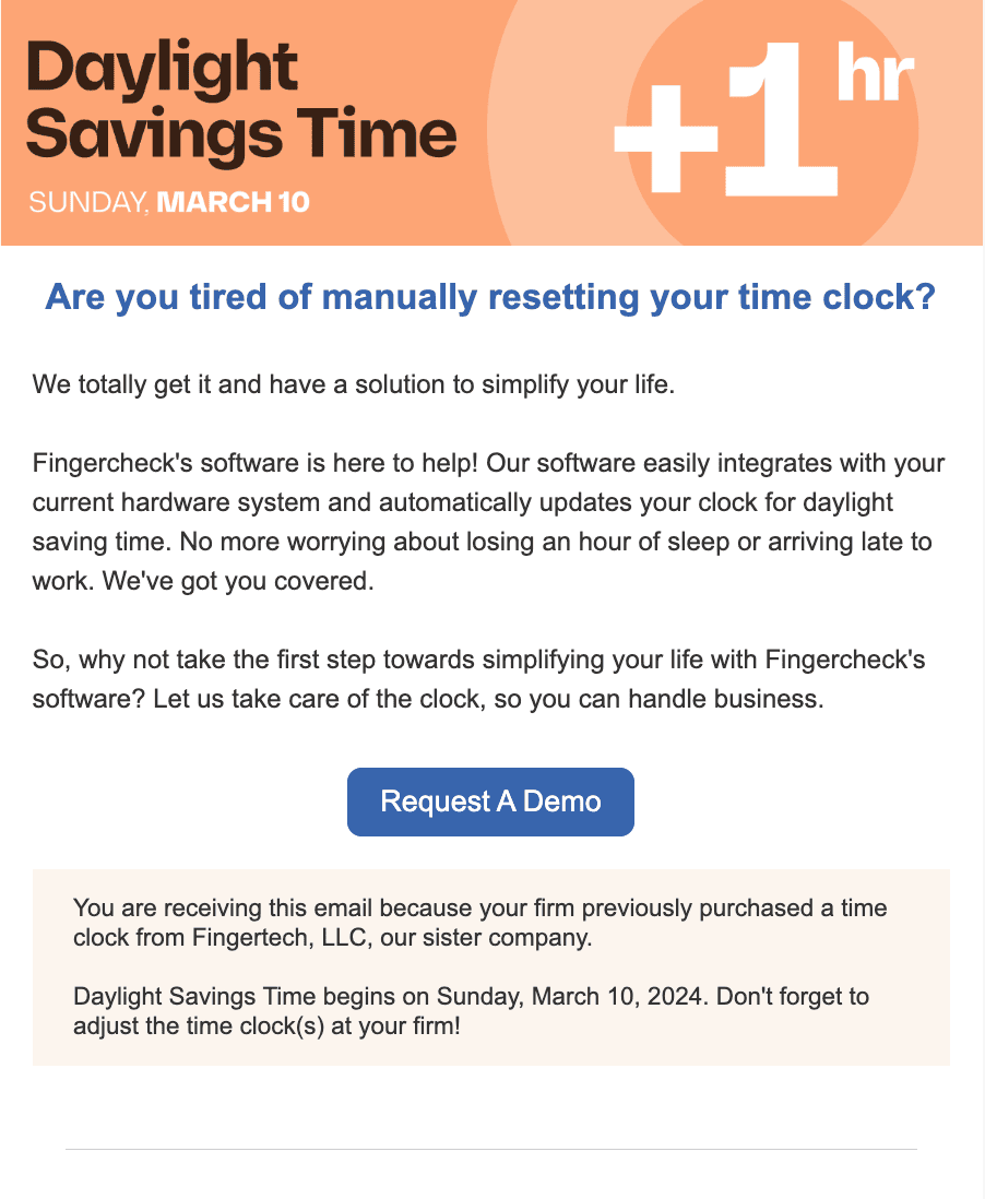 Email example with excellent results