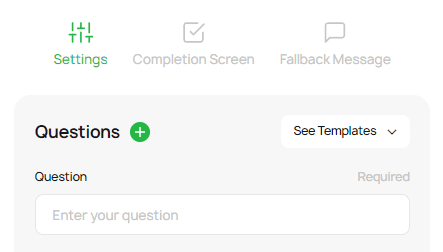 Field for entering questions Field for entering questions