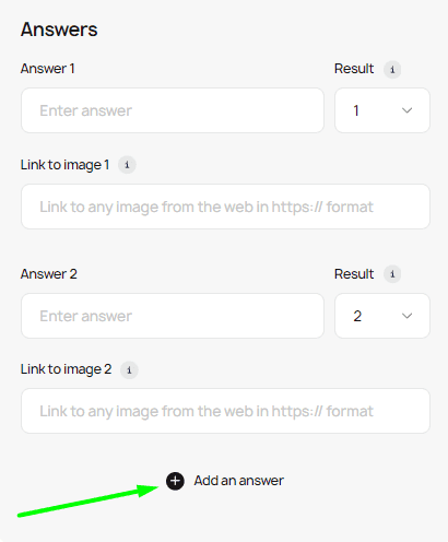 Option for adding answers Option for adding answers