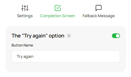 Creating the “Try again” button Creating the “Try again” button