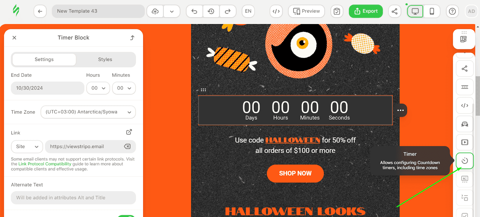 Timer block in the new editor Timer block in the new editor