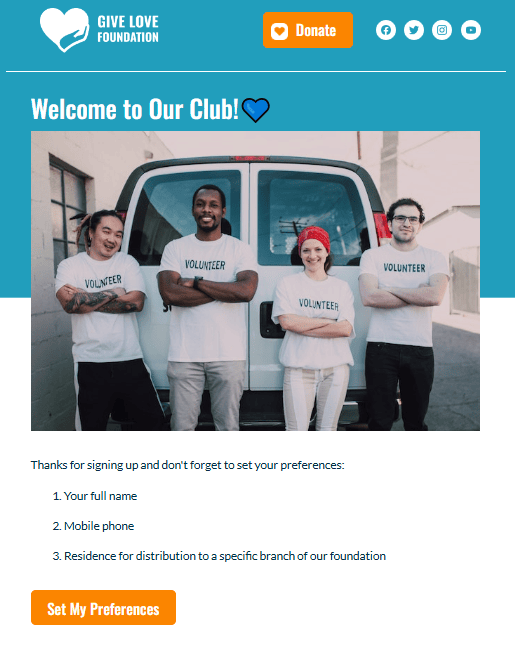 Automated welcome email example Automated welcome email example