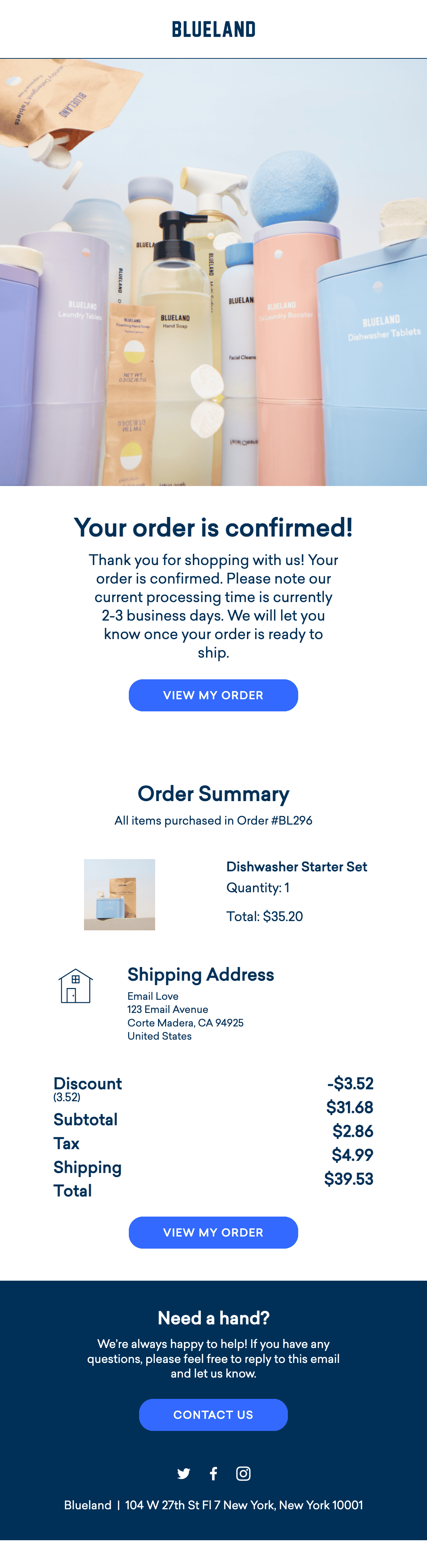 Email example sent to make a purchase Email example sent to make a purchase