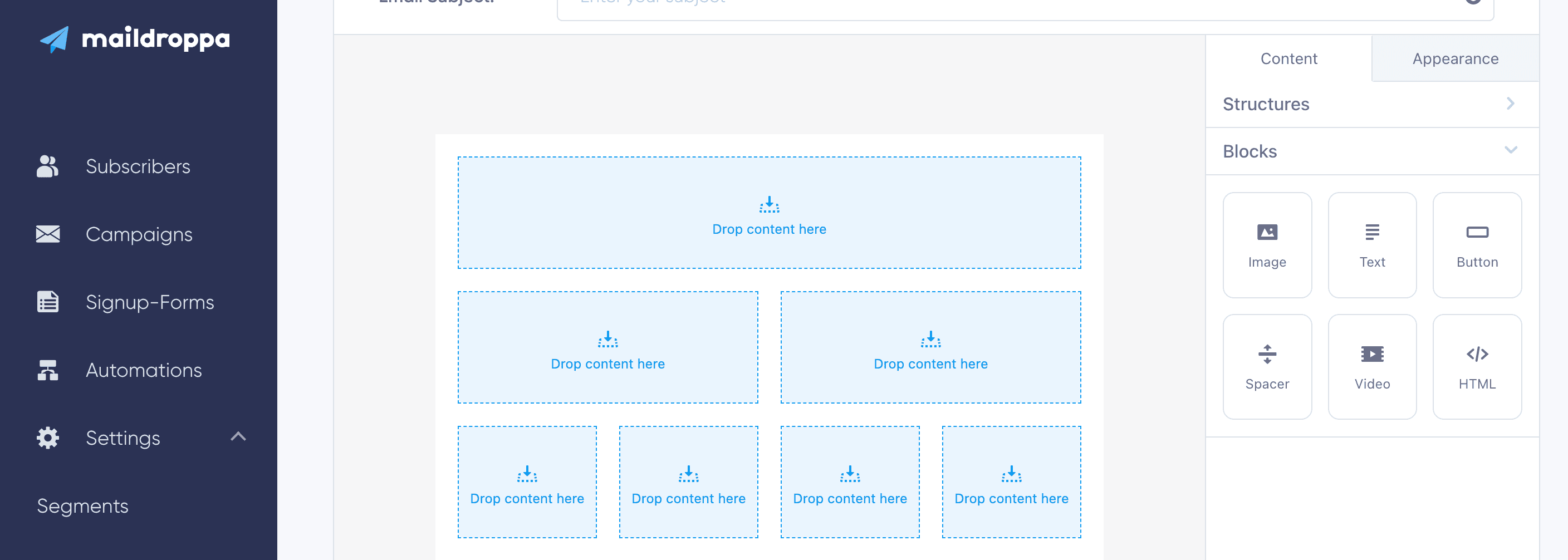 Maildroppa email editor based on Stripo plugin Maildroppa email editor based on Stripo plugin