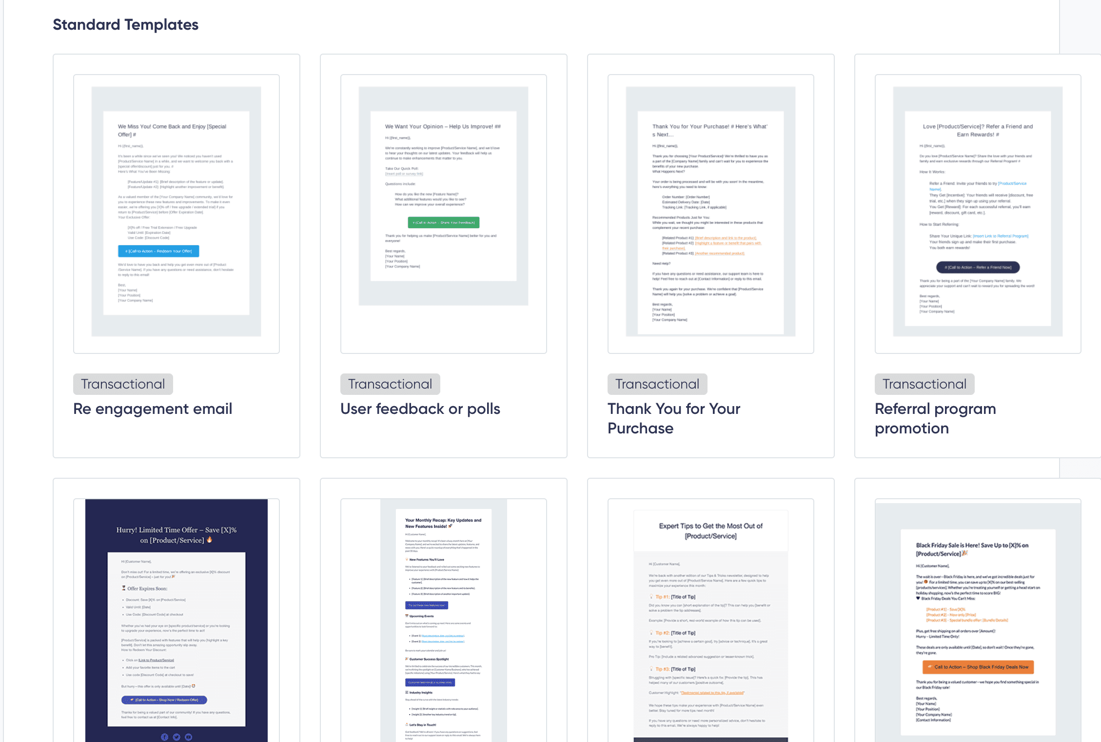 Email template examples in user account Email template examples in user account