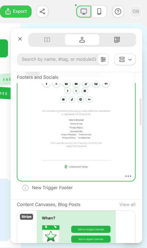 Example of creating email with modules Example of creating email with modules