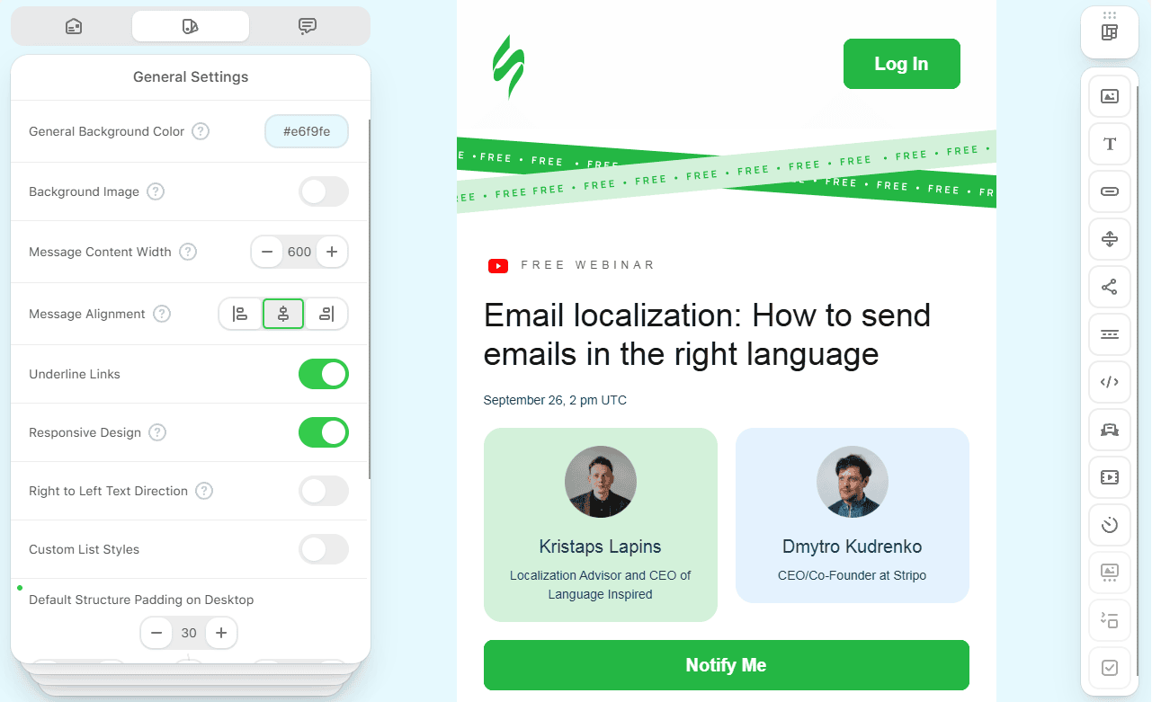 Example of creating an email with a template Example of creating an email with a template