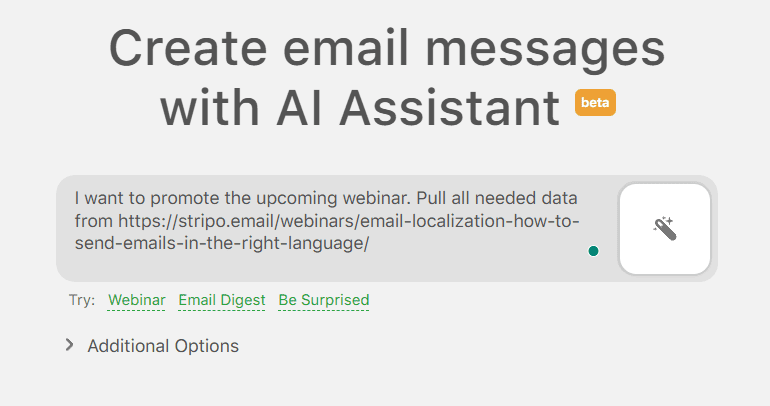 Example of creating an email with AI Assistant Example of creating an email with AI Assistant