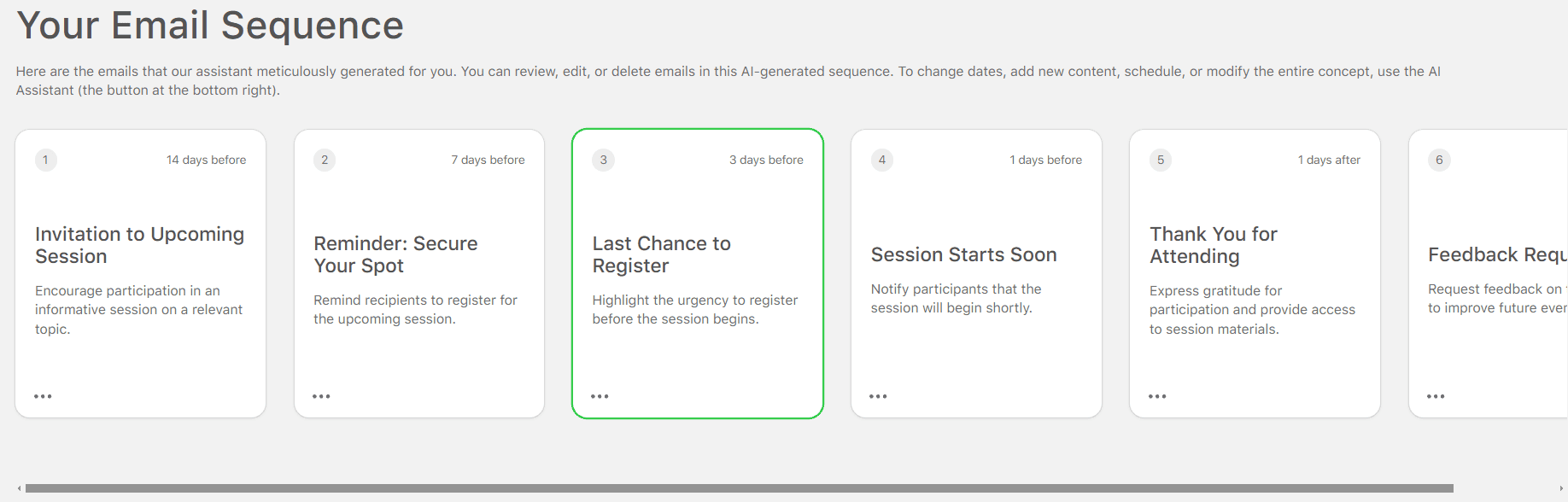 Email sequence for webinar in AI Assistant Email sequence for webinar in AI Assistant
