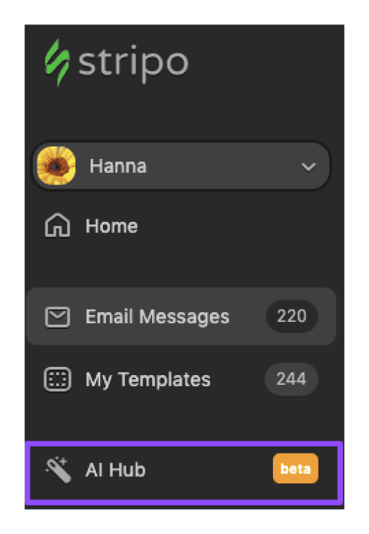 AI Assistant in user account _ Stripo AI Assistant in user account _ Stripo
