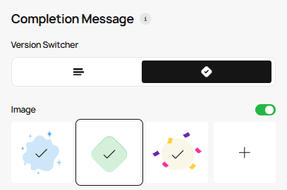 Text and image completion screen Text and image completion screen