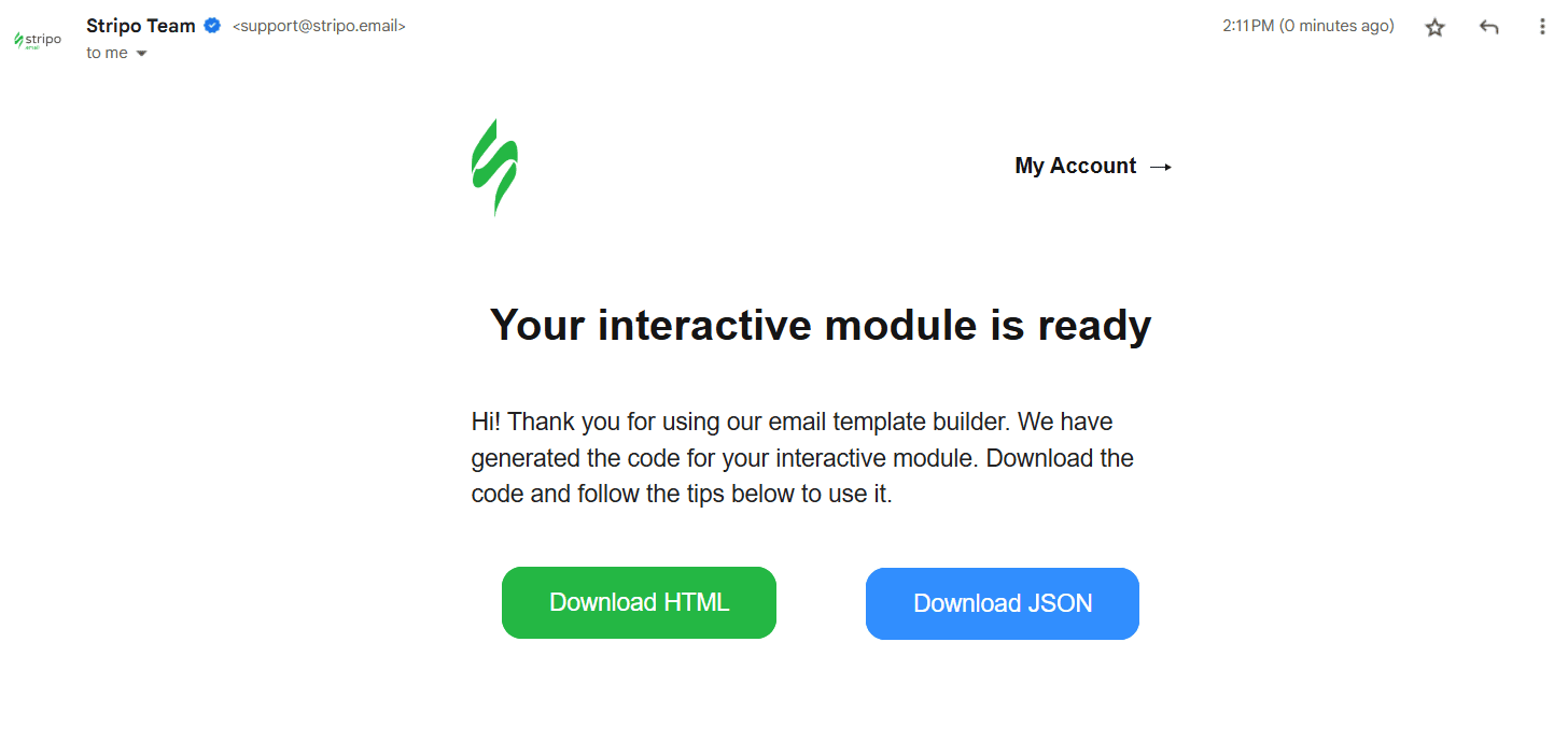 Email with game code Email with game code