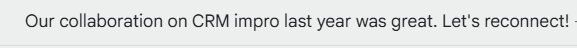 A reconnecting email subject line to a former colleague&nbsp;