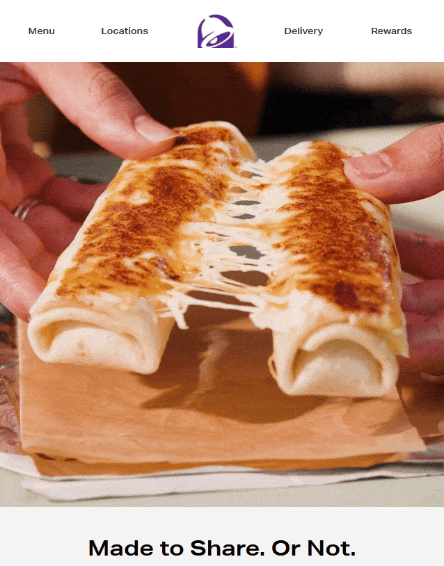 Oggetto email Taco Bell