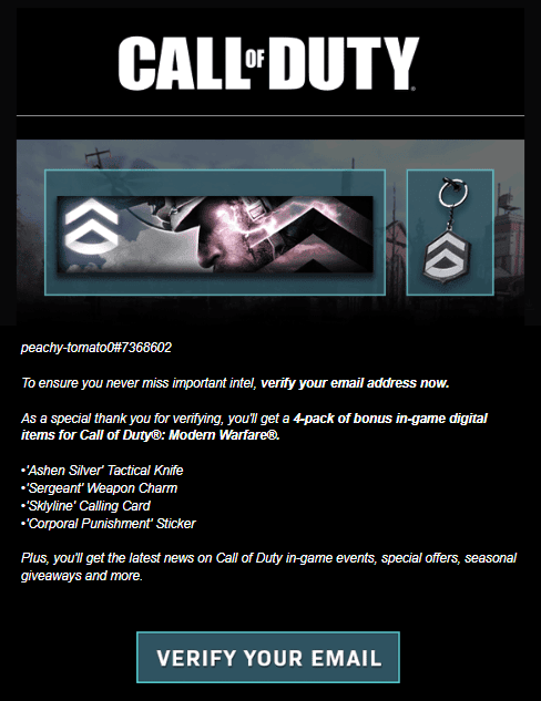 Email verification by Activision Email verification by Activision