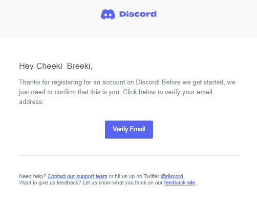 Email verification by Discord Email verification by Discord