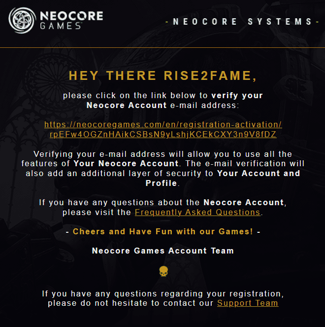Email verification by Neocore Email verification by Neocore