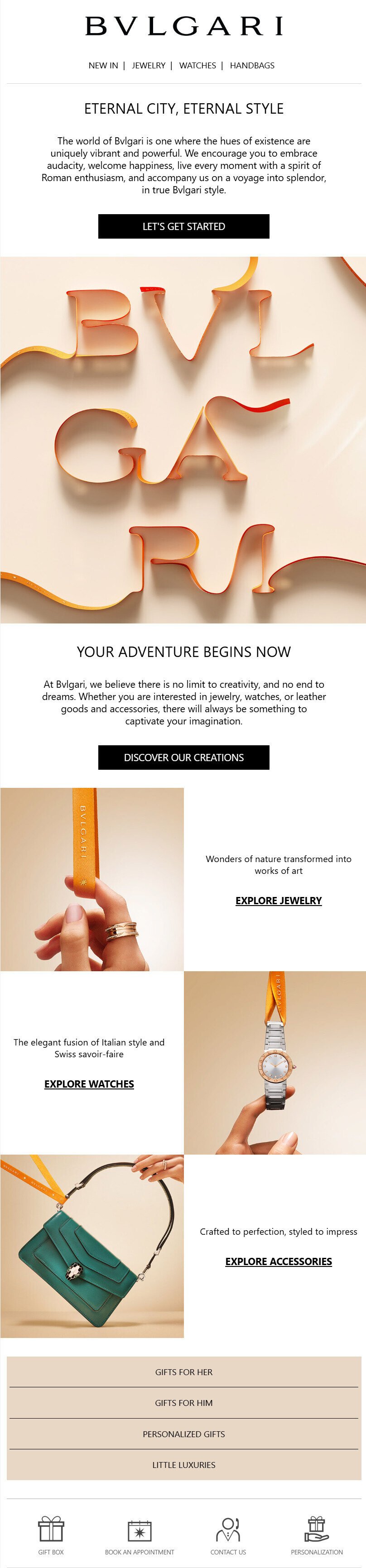 Welcome email example for jewelry industry