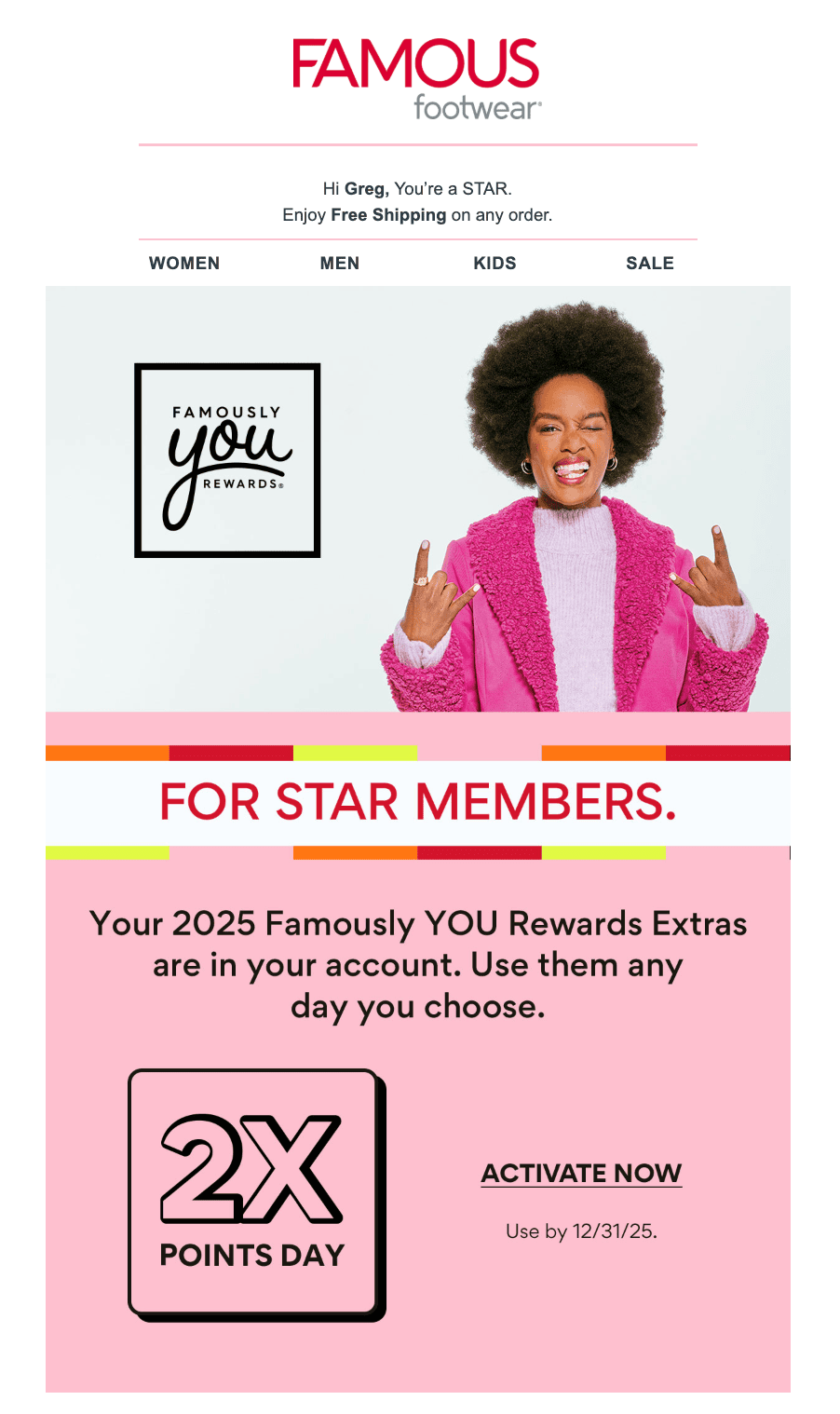 Email example for loyal members
