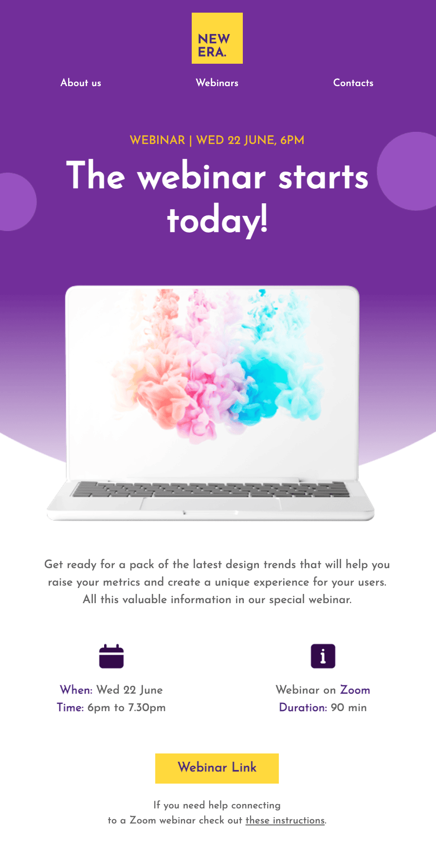 Шаблон листа з нагадуванням для учасників вебінару