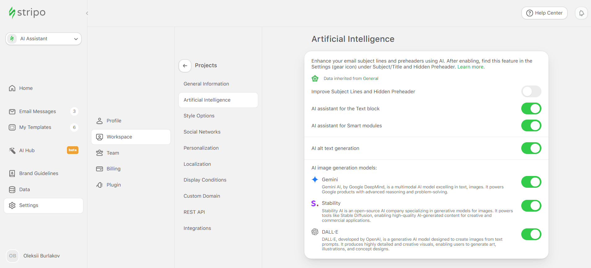 AI alt text and image generation settings AI alt text and image generation settings