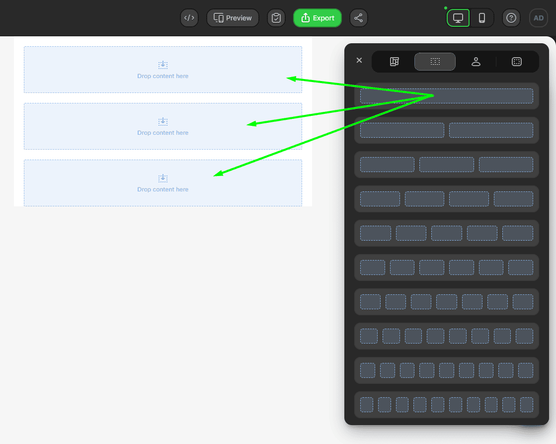 Adding layouts to the editor Adding layouts to the editor