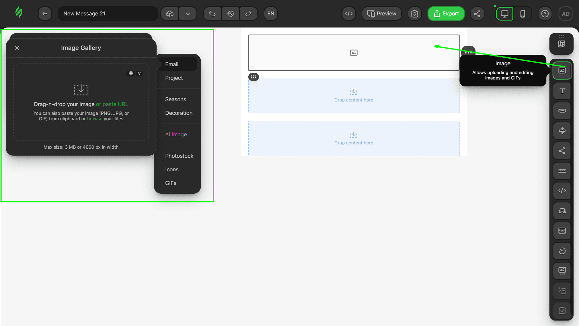 Adding an Image block Adding an Image block