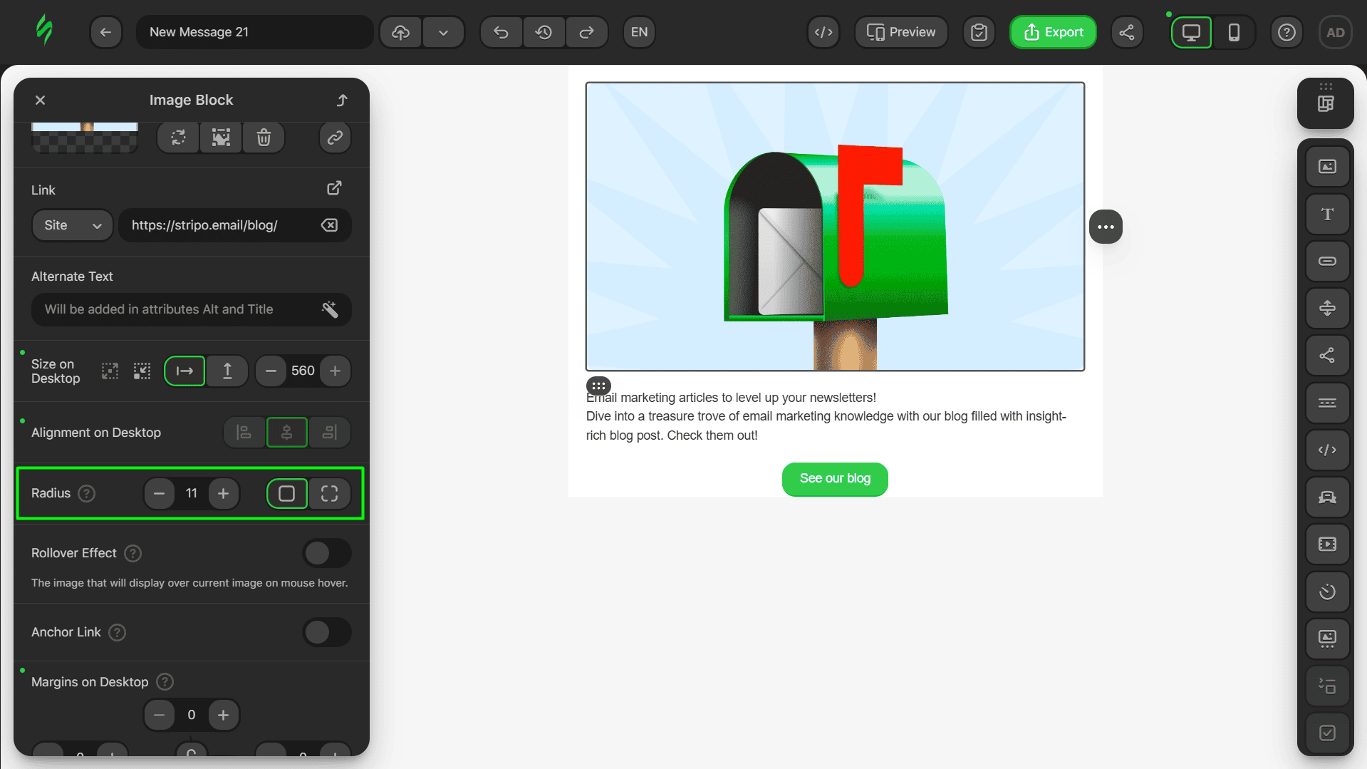 Tweaking image radius Tweaking image radius