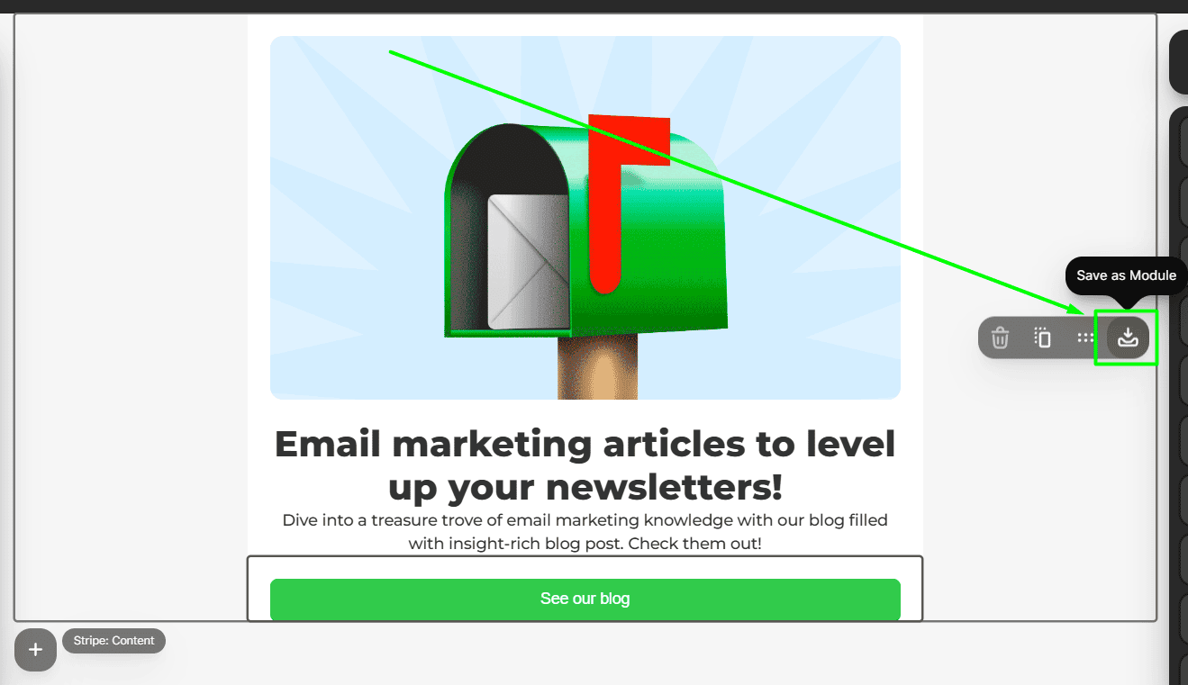 Saving the created email part as a module Saving the created email part as a module