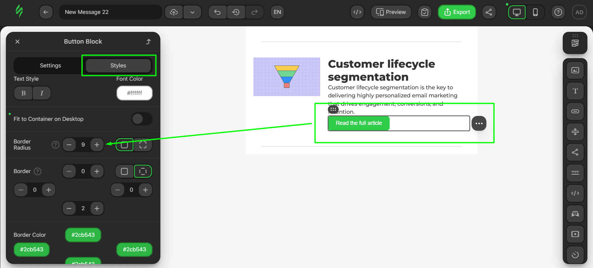 Changing the button radius Changing the button radius