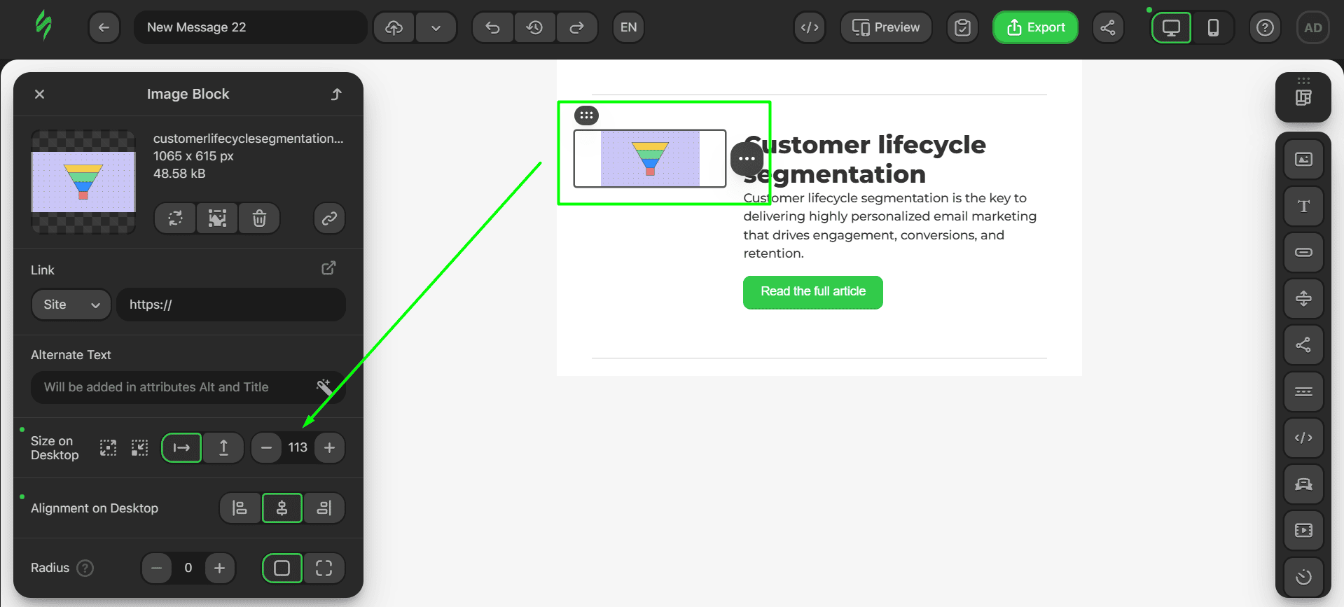 Changing the size of the image Changing the size of the image