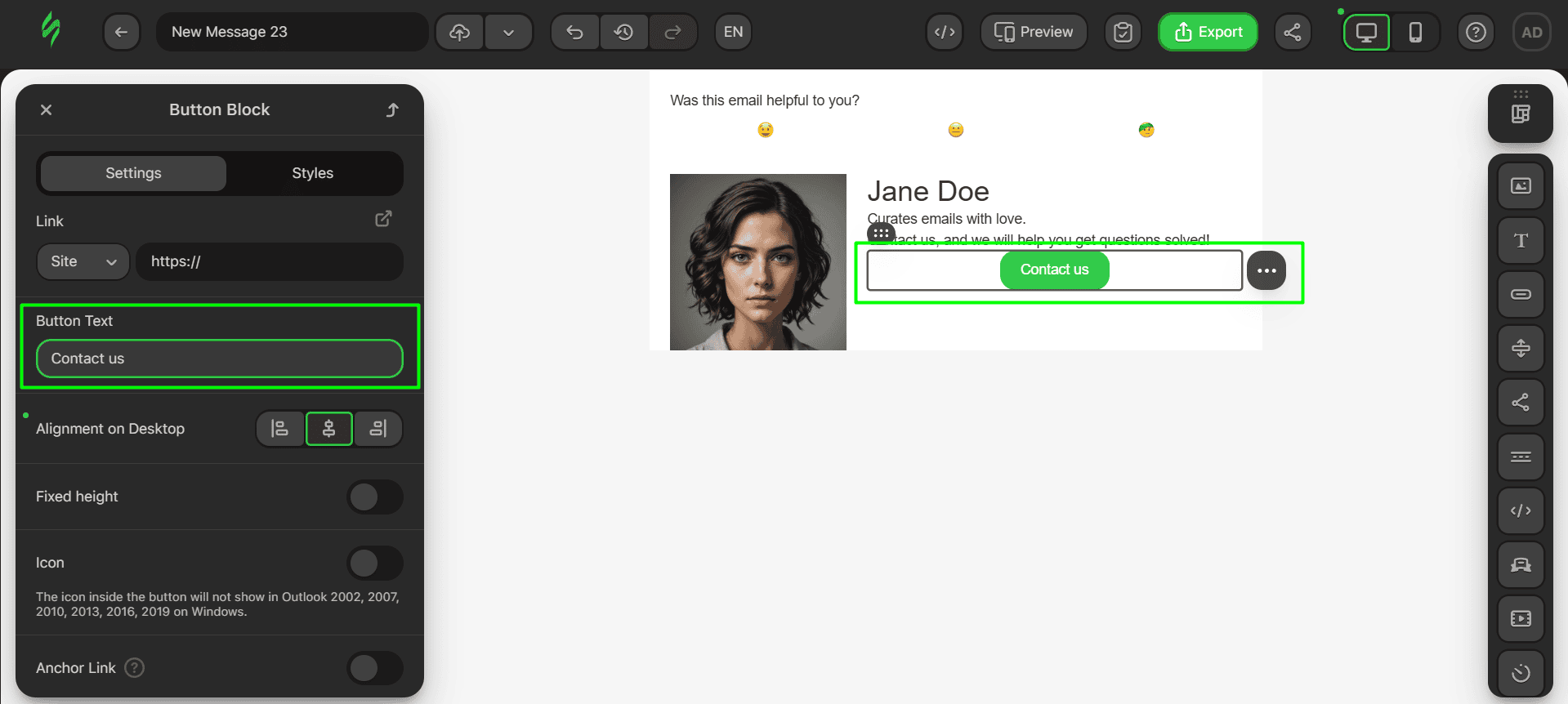 Adding text to the button Adding text to the button