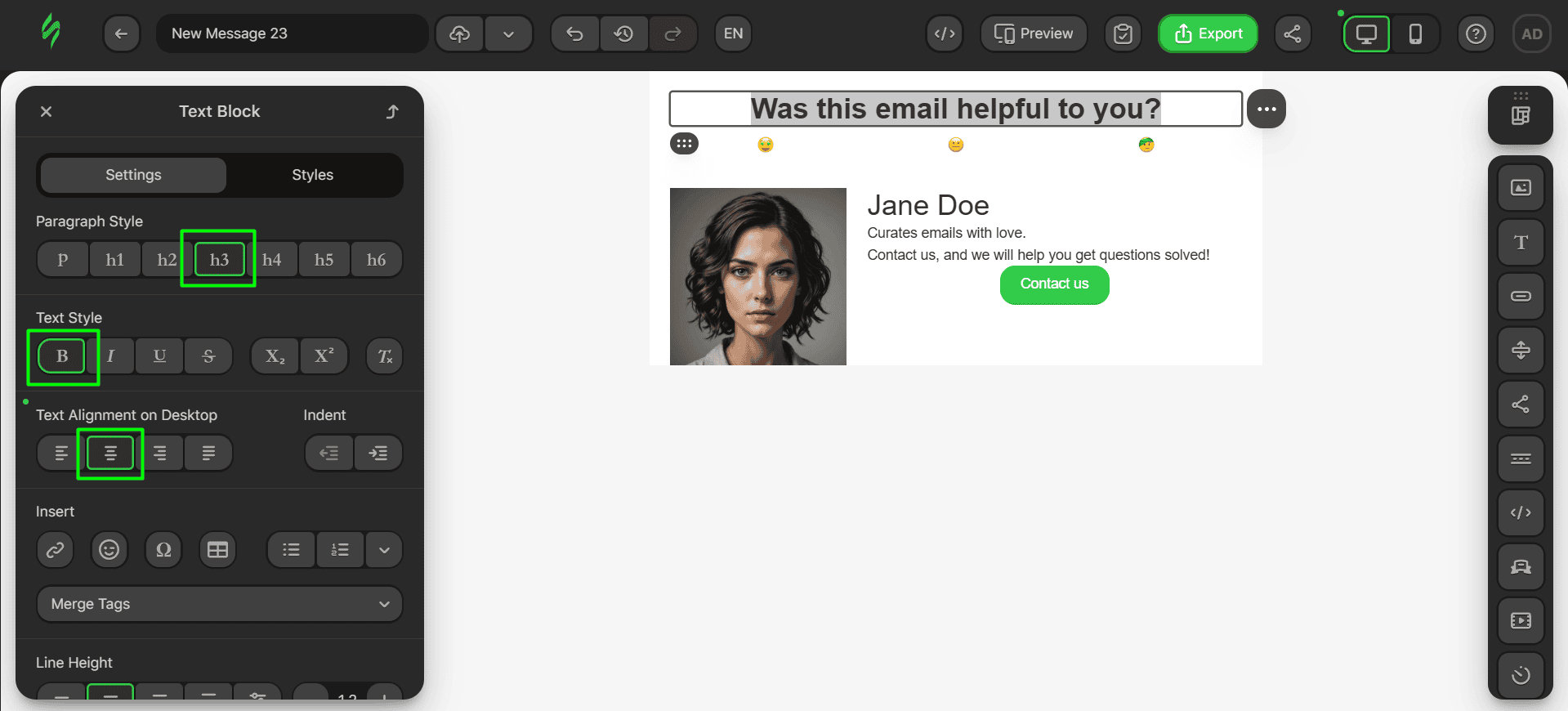Tweaking the title settings Tweaking the title settings