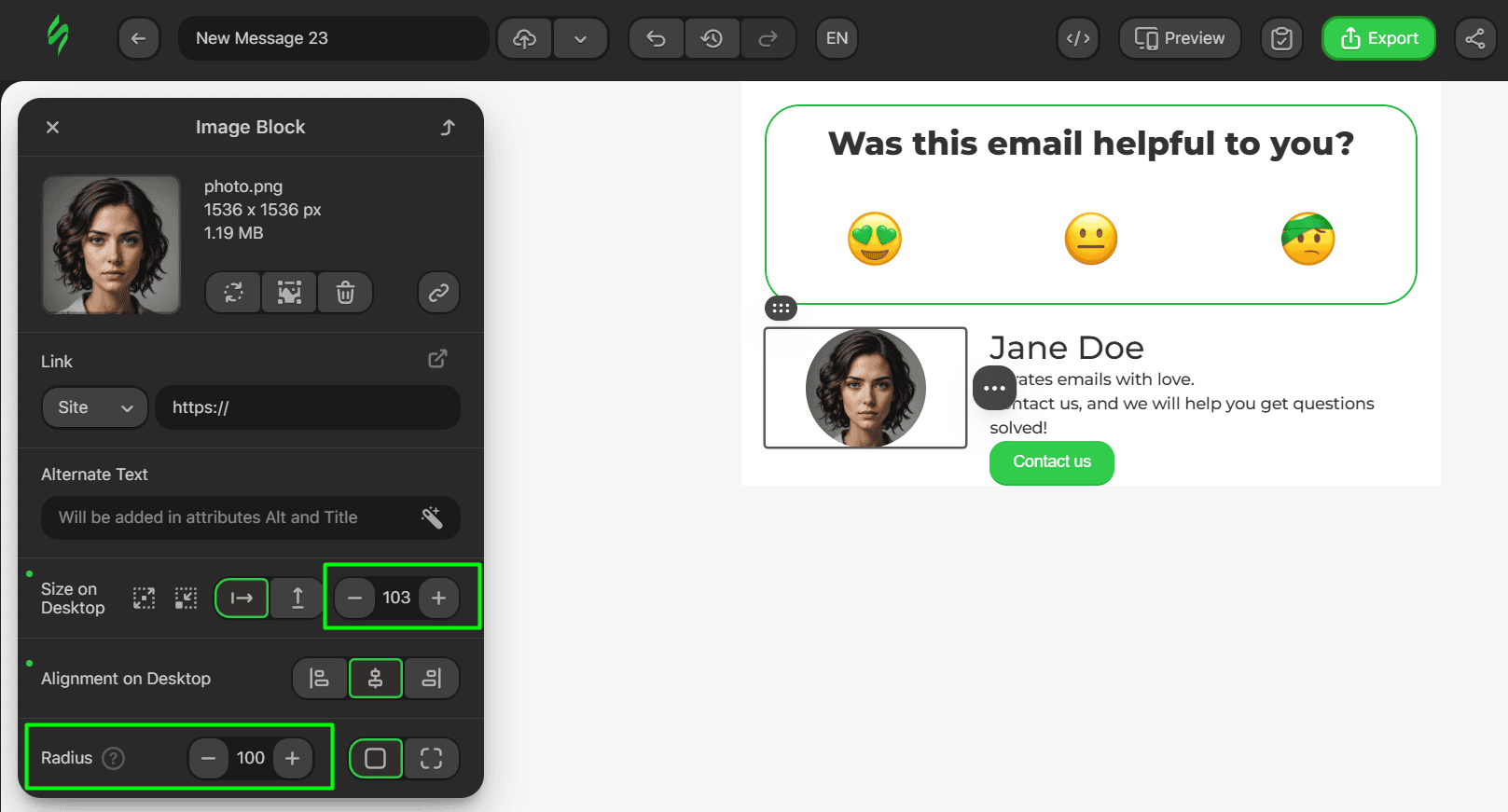 Image settings Image settings